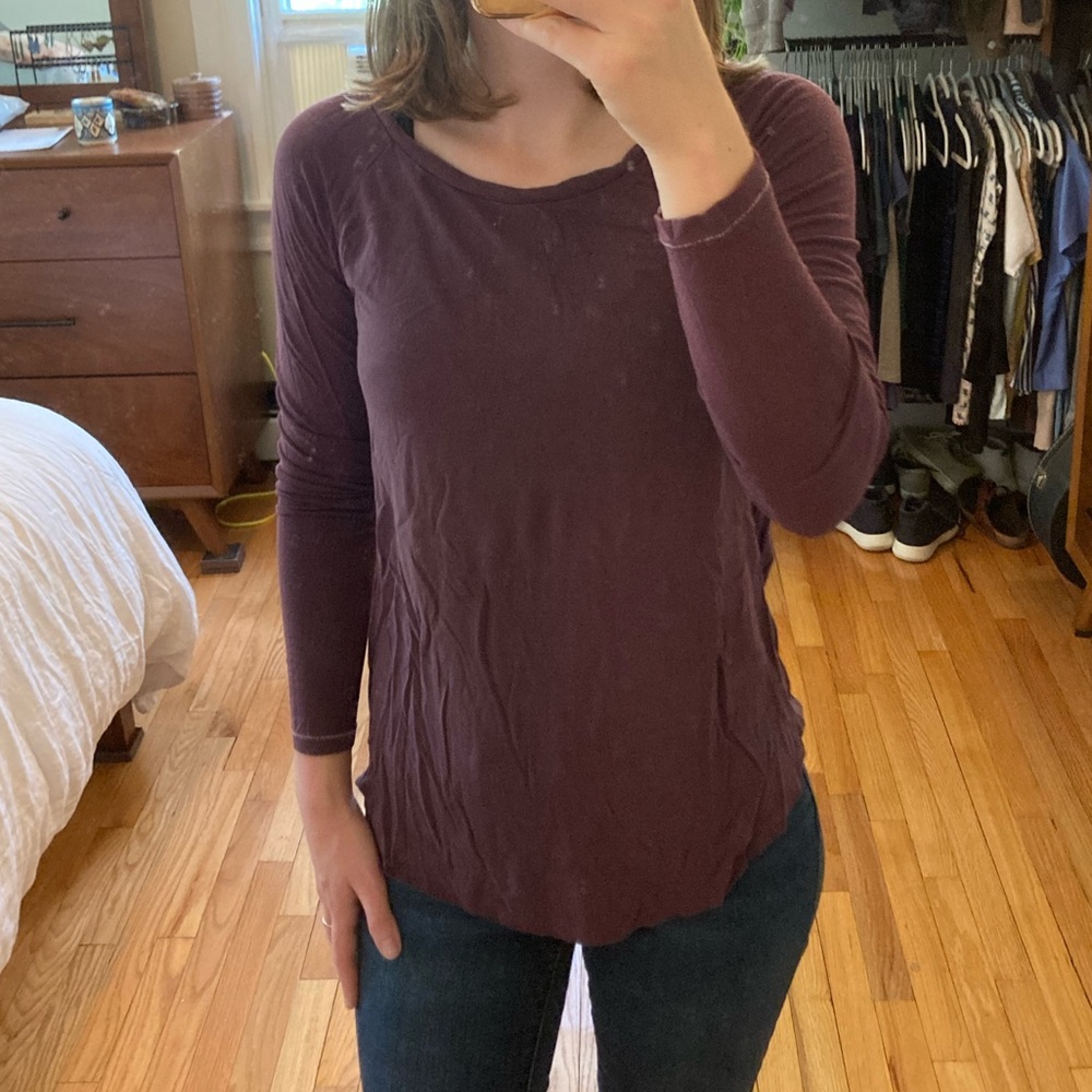 Aerie Long Sleeve Maroon Tee, Size XS